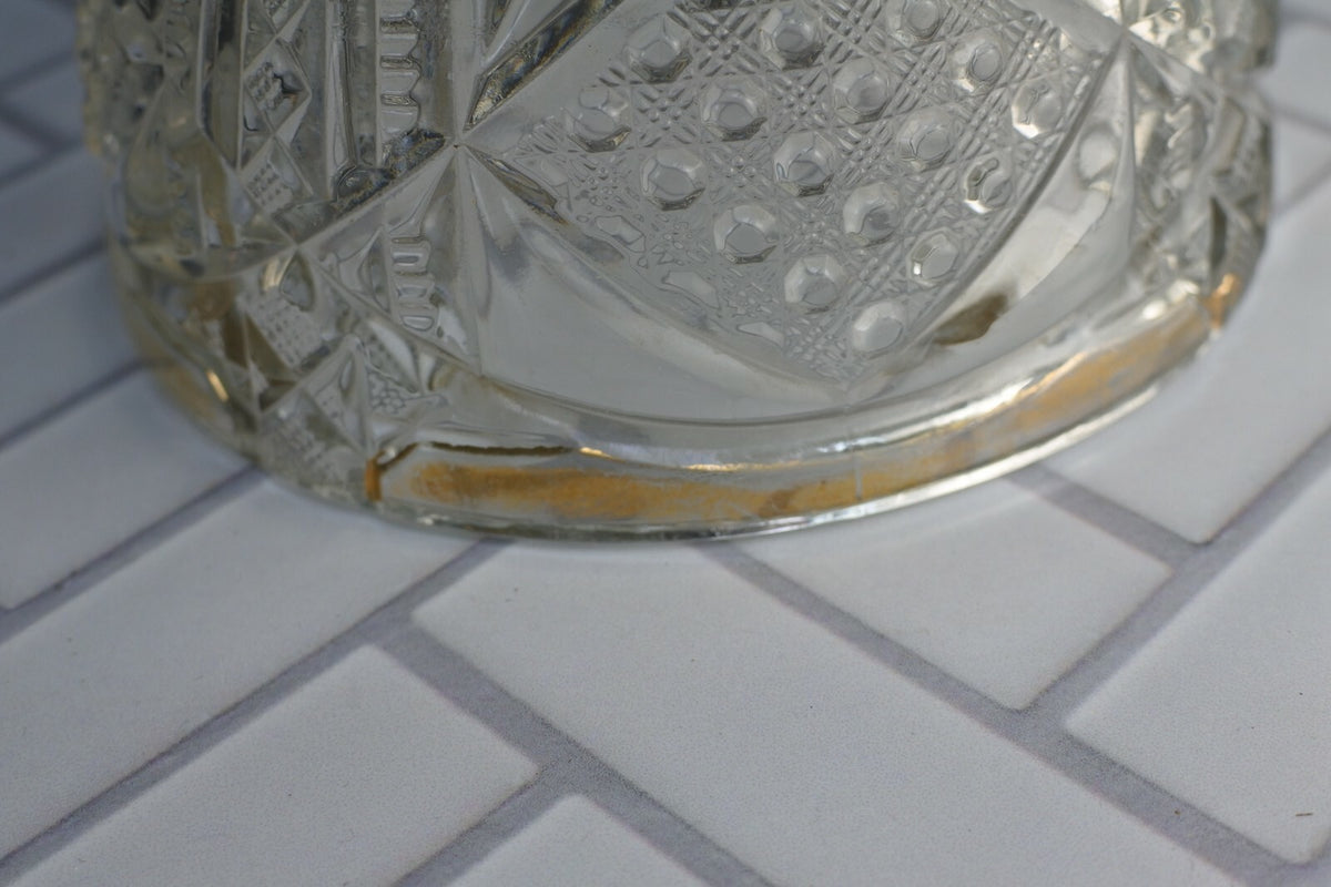 Vintage Ornate Starburst Press Glass Butter Dish With Lid