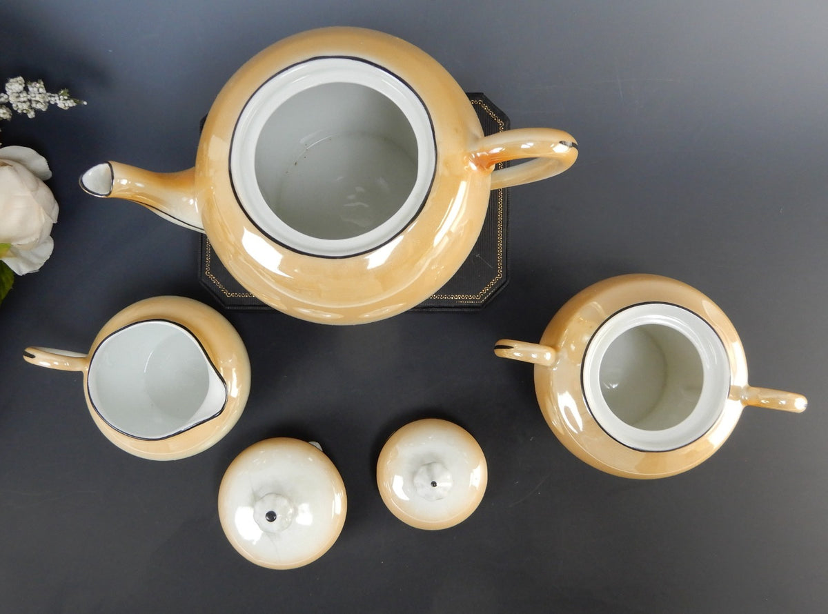 Vintage Celebrate Lusterware Czechoslovakia Tea Pot,Sugar and Creamer