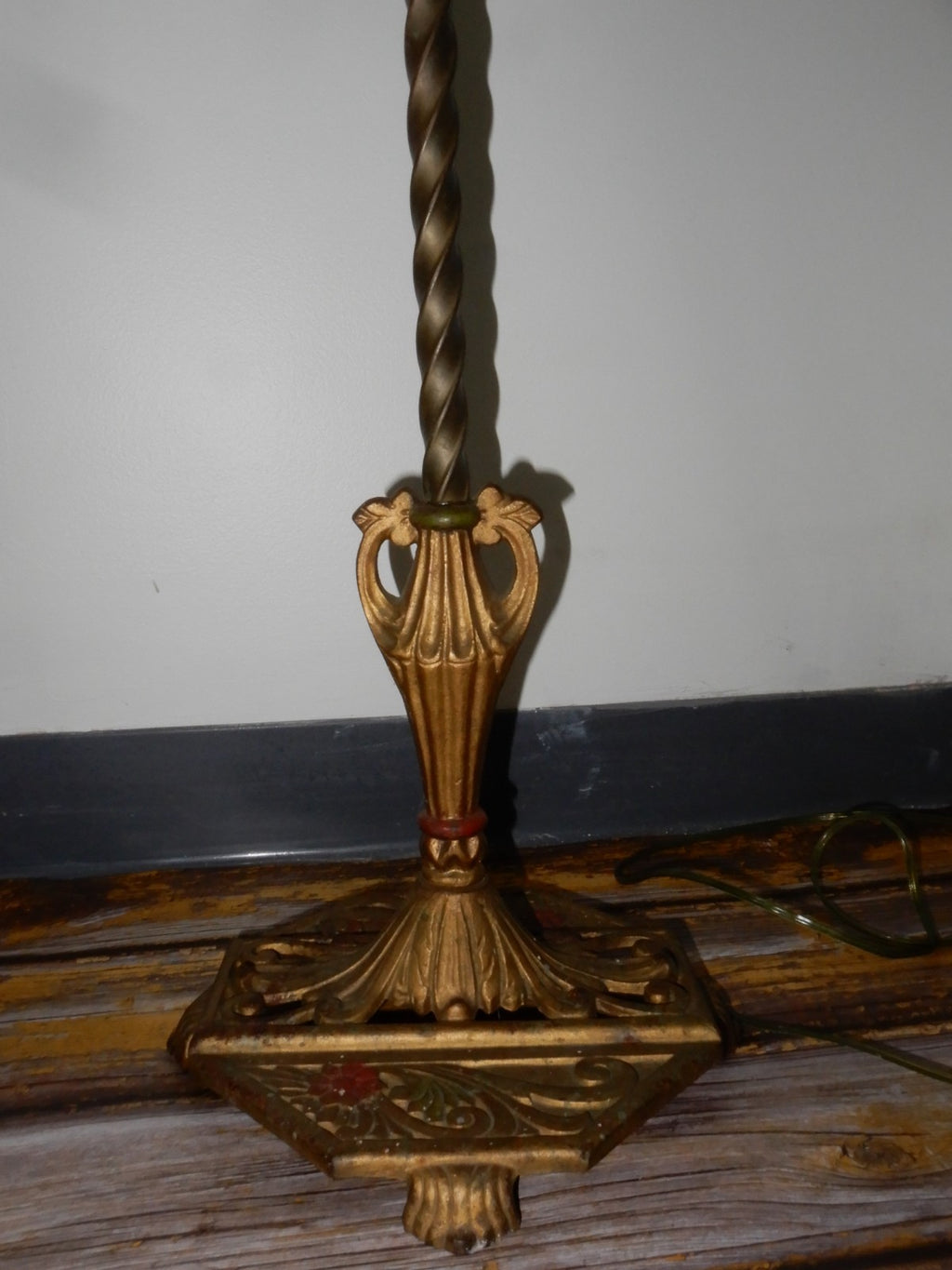 Antique Cast Iron Bridged Ornate Floor Lamp 61-1/4" Tall Needs Repair