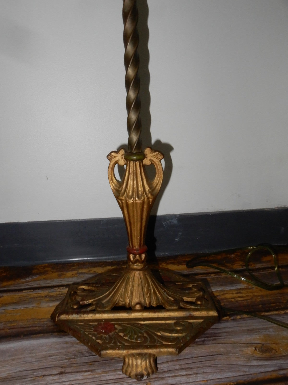 Antique Cast Iron Bridged Ornate Floor Lamp 61-1/4" Tall Needs Repair
