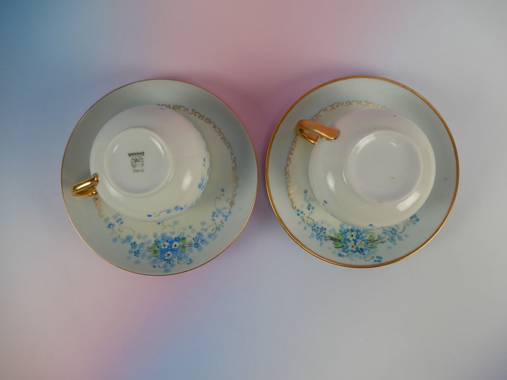 4 Pc. Stouffers Hand Decorated Blue Forget Me Not~ Cups and Saucers