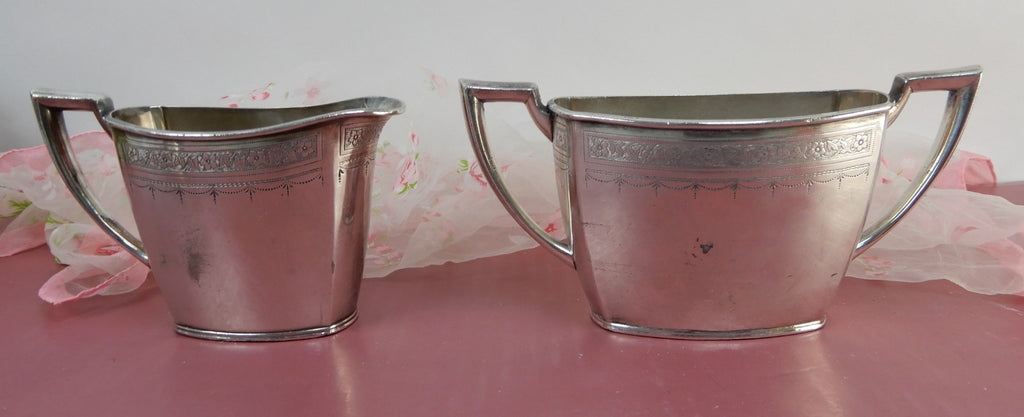 Paul Revere Community Plate Sugar Bowl & Creamer Set Silver Plate 14902 & 14903