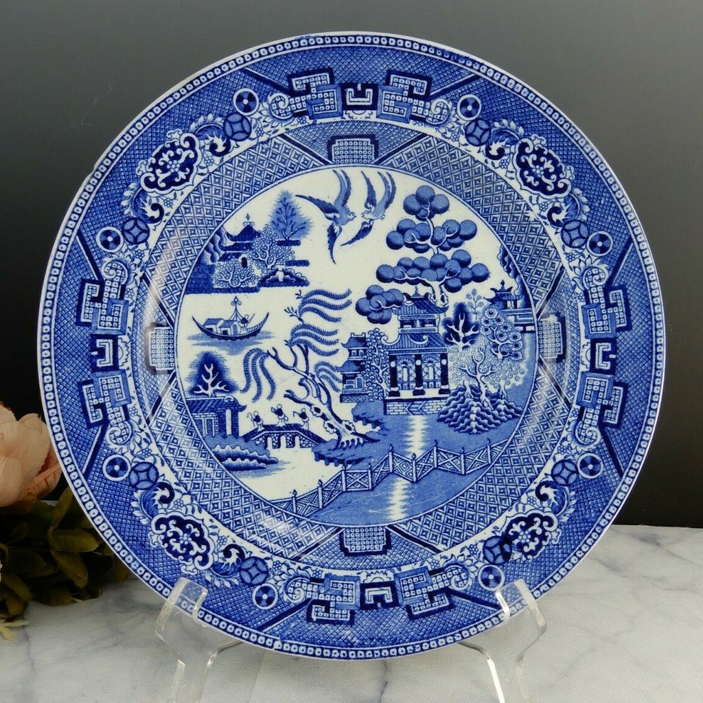 Antique Doulton Burslem Willow Pattern 10-3/8" Dinner Plate