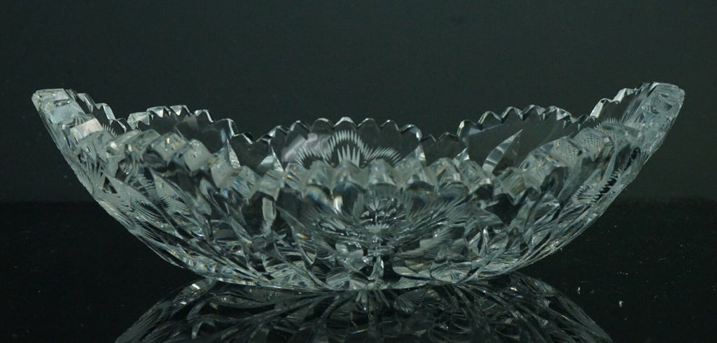 Vintage Cut Glass Candy Dish, Floral Nut Bowl, Home Decor