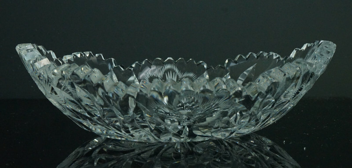 Vintage Cut Glass Candy Dish, Floral Nut Bowl, Home Decor