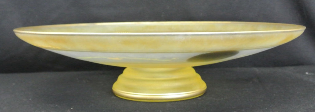 Vintage Bohemian Glass Hand Painted Enamel Footed Bowl, Stand