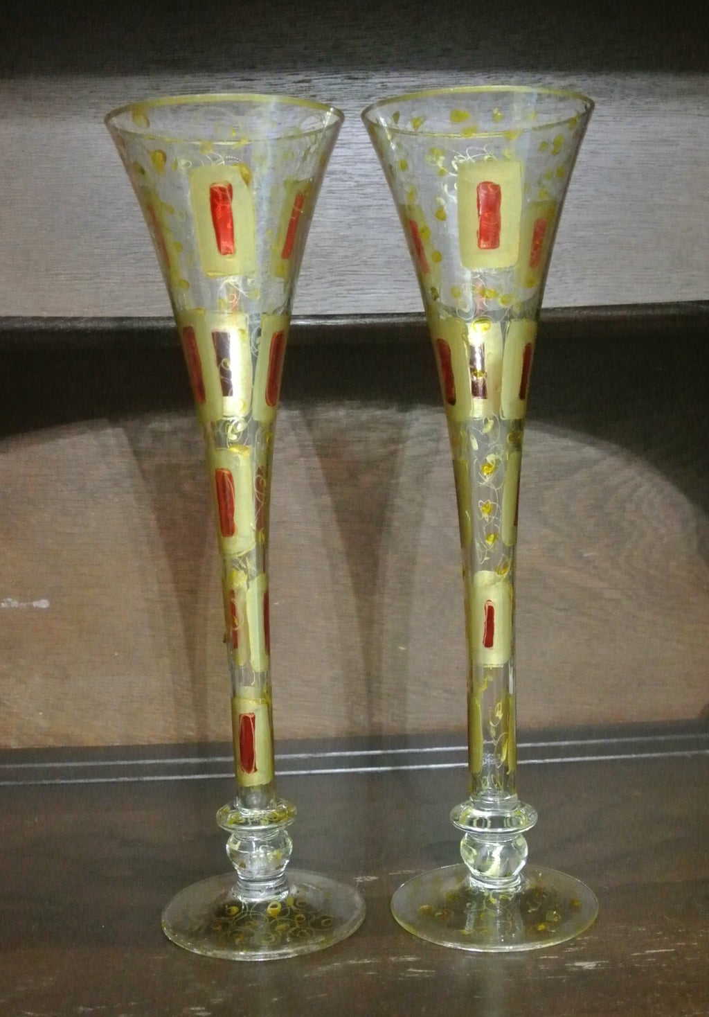 Royal Danube Romanian Crystal 12" Champagne Flute Hand Painted