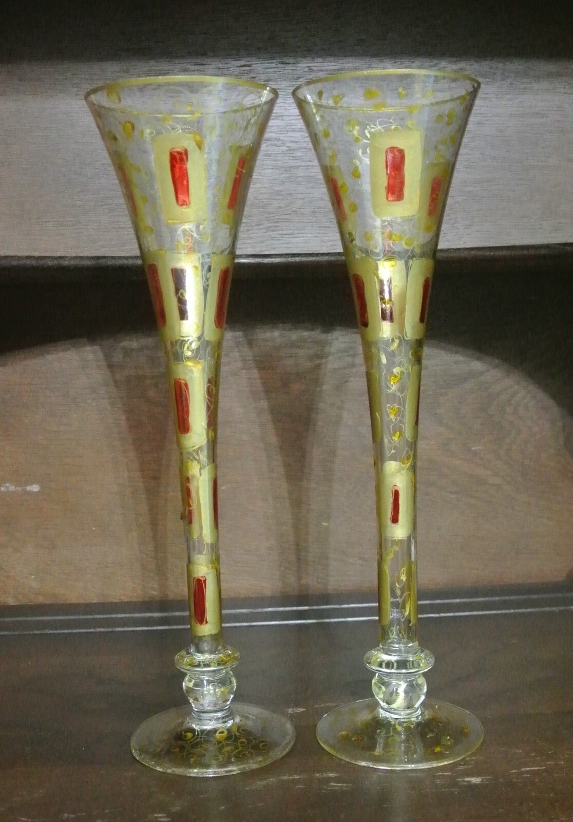 Royal Danube Romanian Crystal 12" Champagne Flute Hand Painted