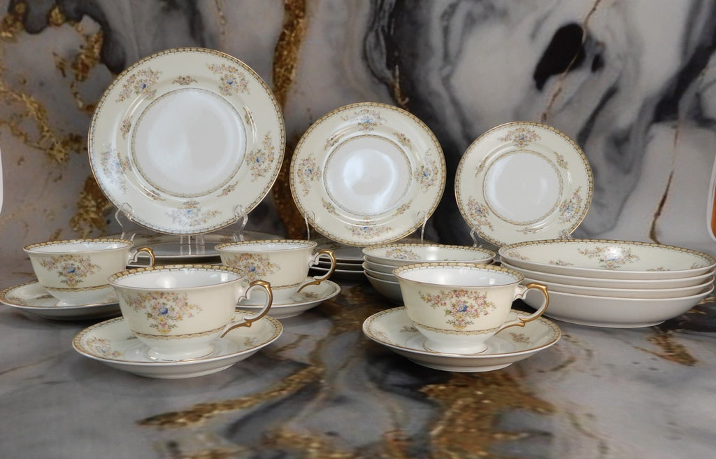 28 Pc  Seven-Piece 4 Place Setting Royal Embassy China "Fresno" Pattern