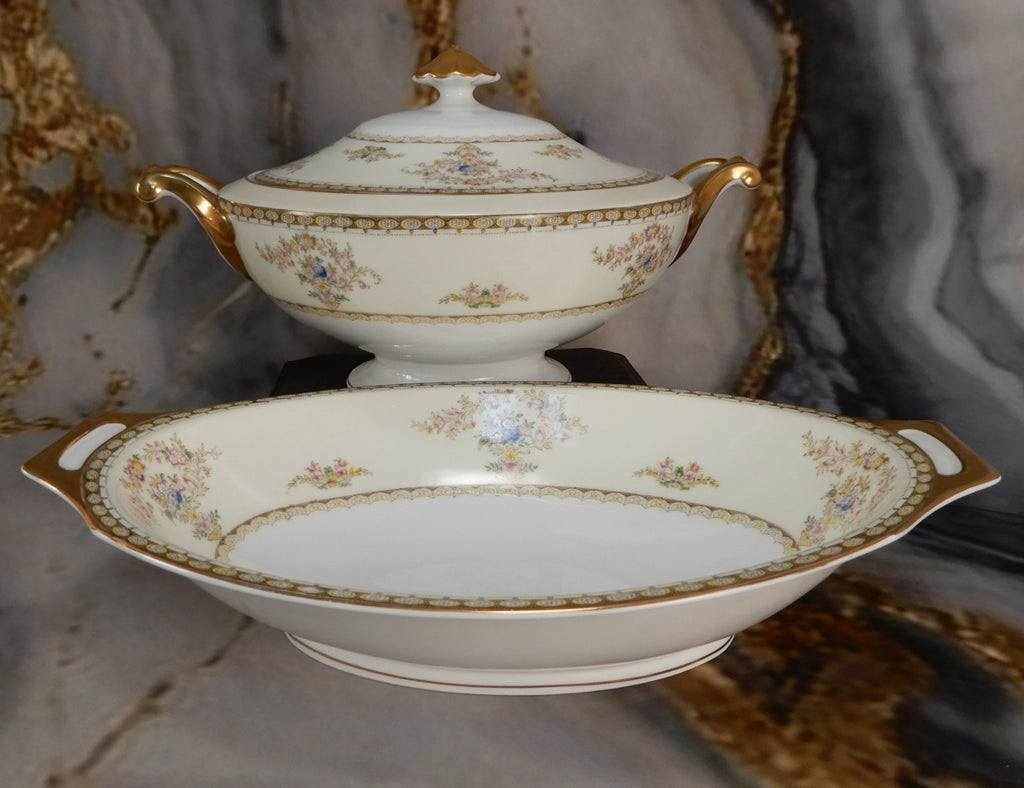 Vintage Royal Embassy China "Fresno" Lidded bowl and Oval Serving  Bowl