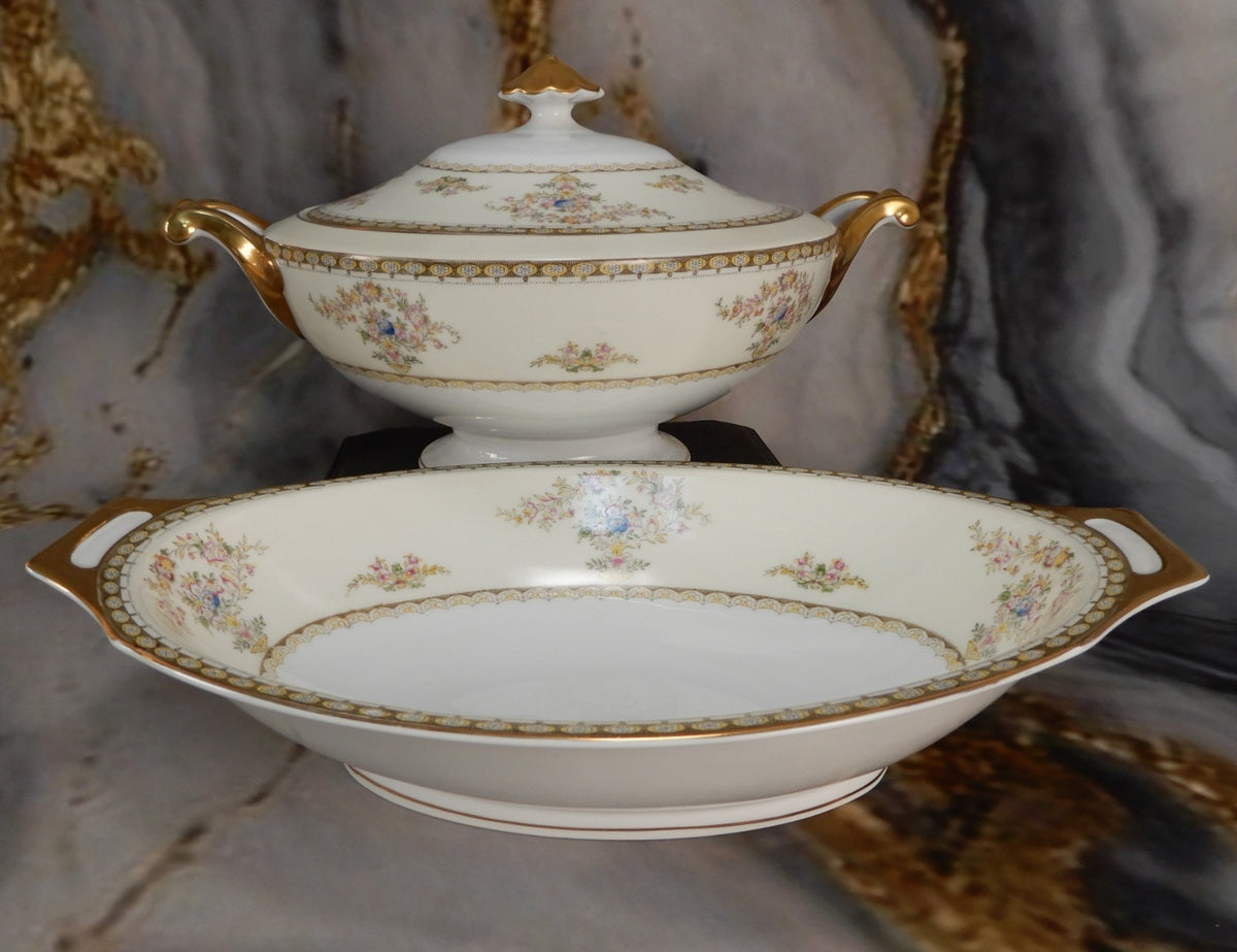 Vintage Royal Embassy China "Fresno" Lidded bowl and Oval Serving  Bowl