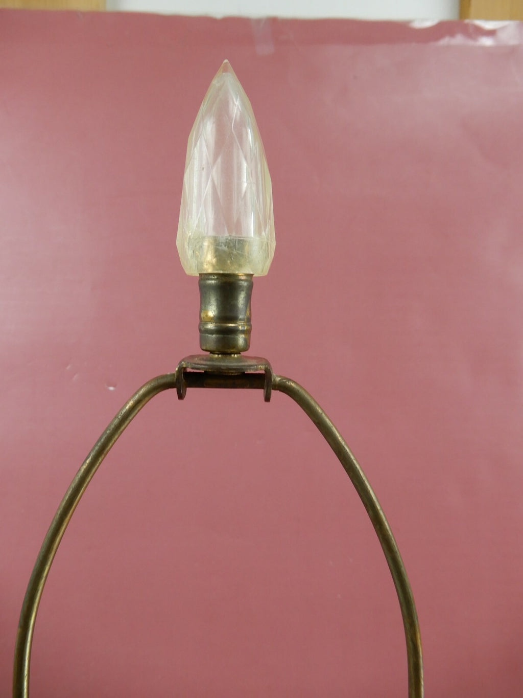 Vintage 28-7/8" Tall Etch Stacked Lucite and Brass Table Lamp
