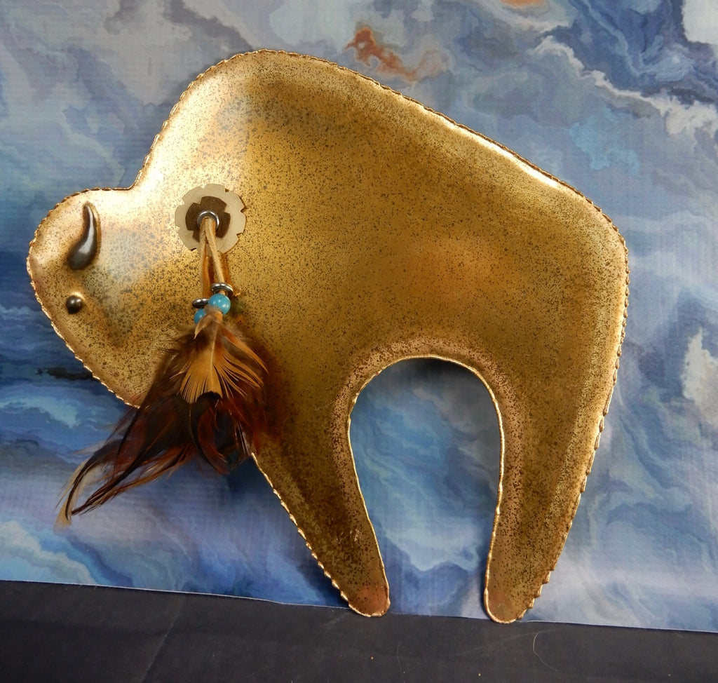 Vintage Galbraith 1996 Welded Buffalo Brass Wall Hanging Sculpture