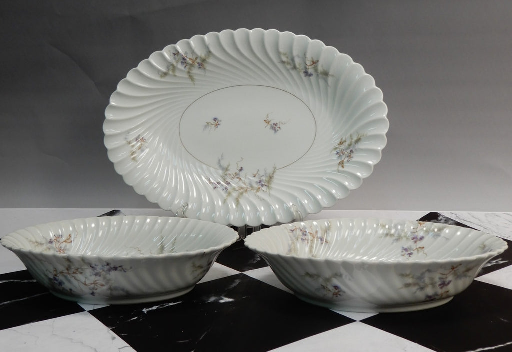 Vintage Haviland Limoges "Orsay" Made in France 15-3/4" Platter &Two Oval Bowls