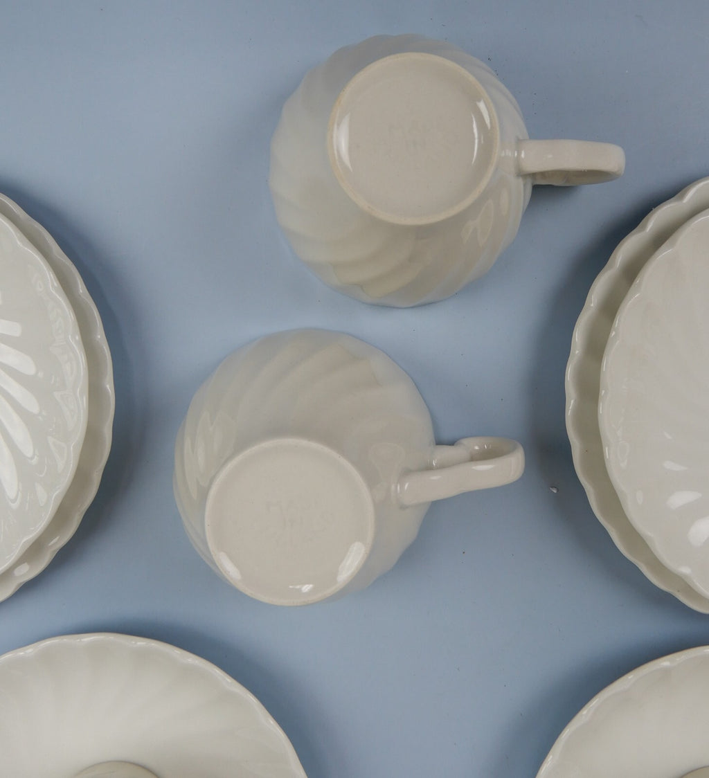 Vintage Set of 4 Johnson Bros 1K2 Regency White Cup,Saucer,Dessert Plate