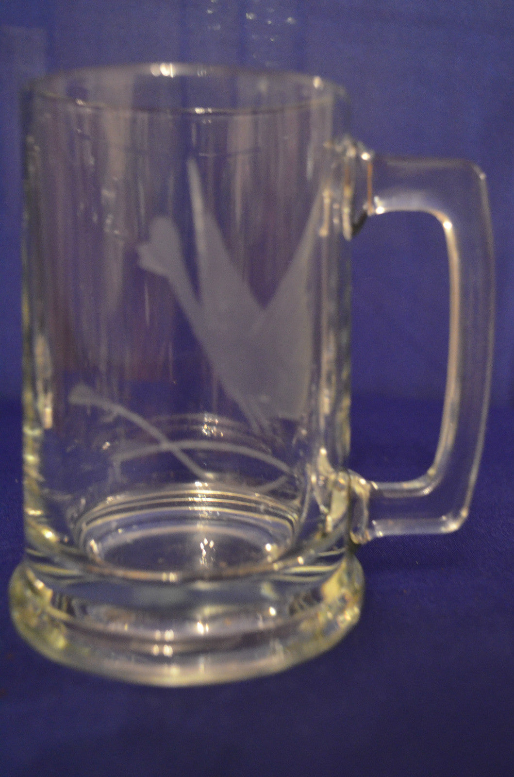 4 Piece Set Javit Hand Cut Crystal Mug's With A Picture Of A Satin Goose 5-1/4"