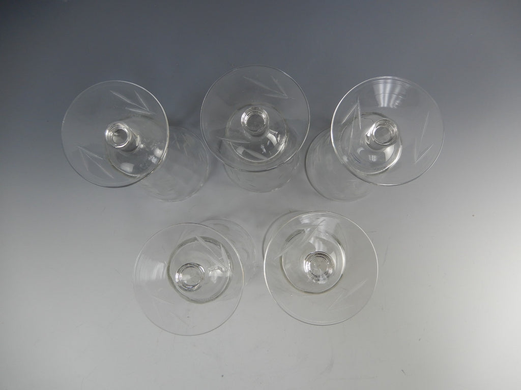 Set of 5 Optic Parfait /ice tea Floral Etch Glasses 5-3/8" High ~ Hold 14oz