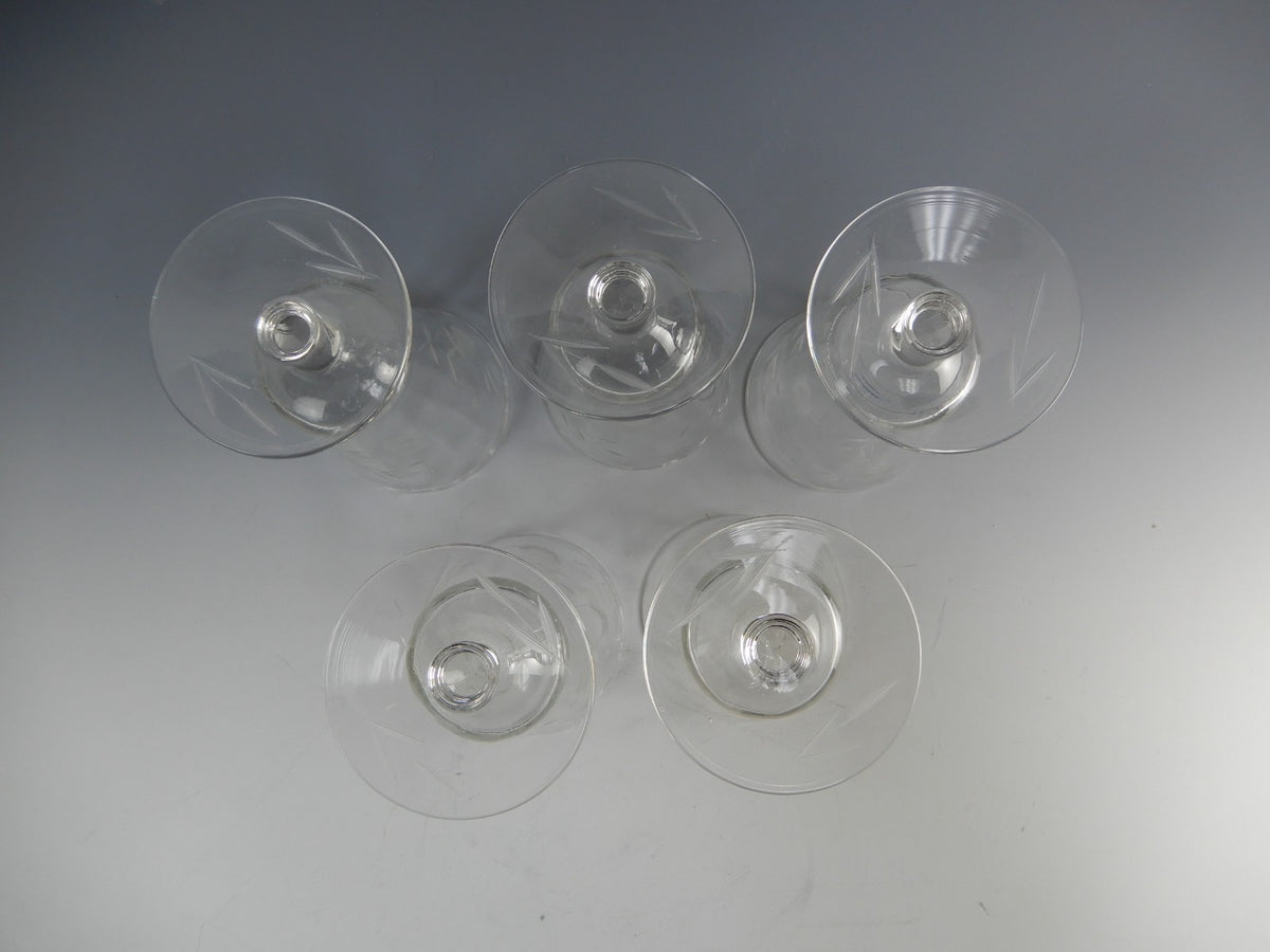 Set of 5 Optic Parfait /ice tea Floral Etch Glasses 5-3/8" High ~ Hold 14oz