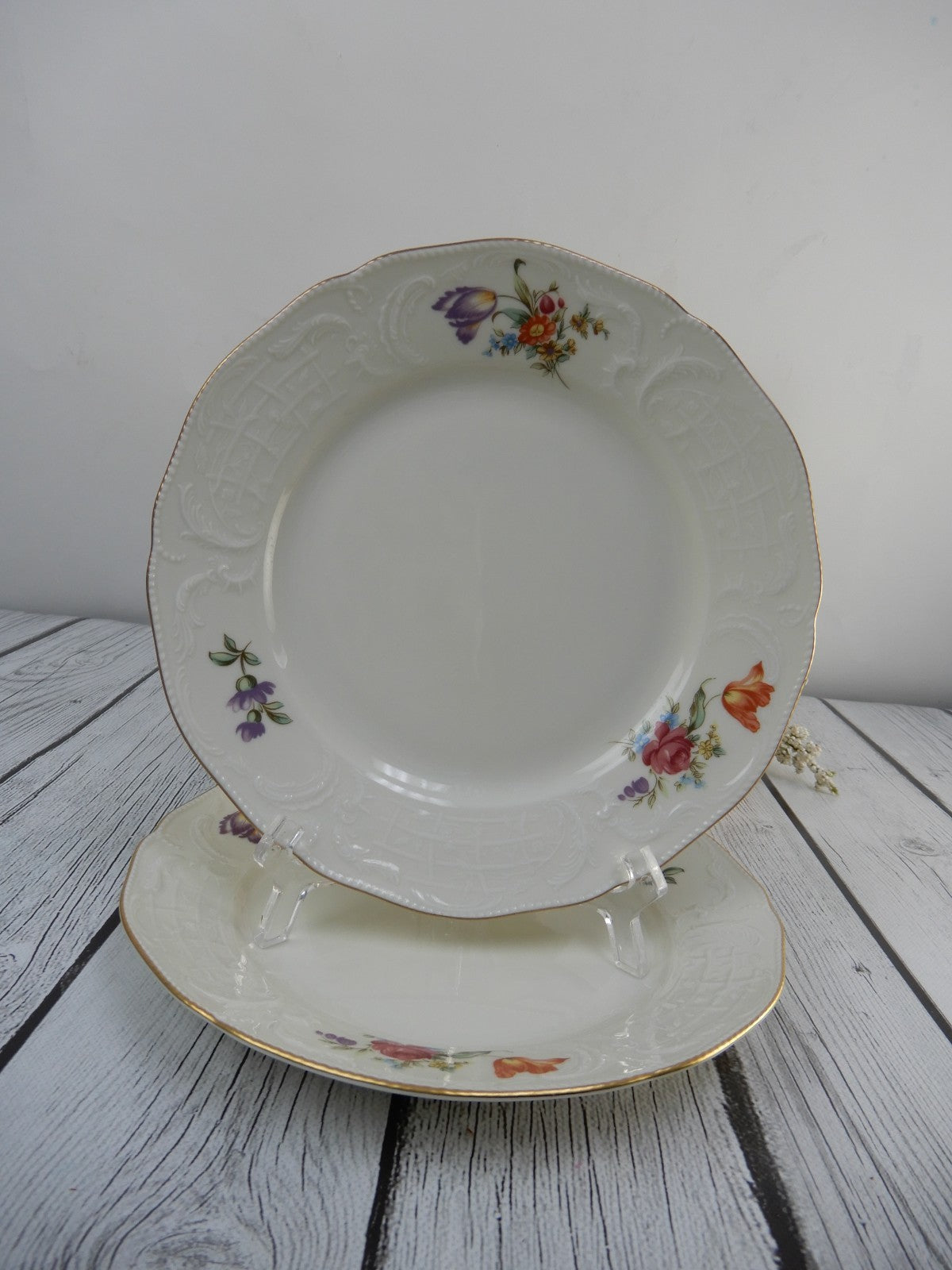 Rosenthal Classic Sanssouci Embossed Floral Set of  Four 8" Luncheon Plates