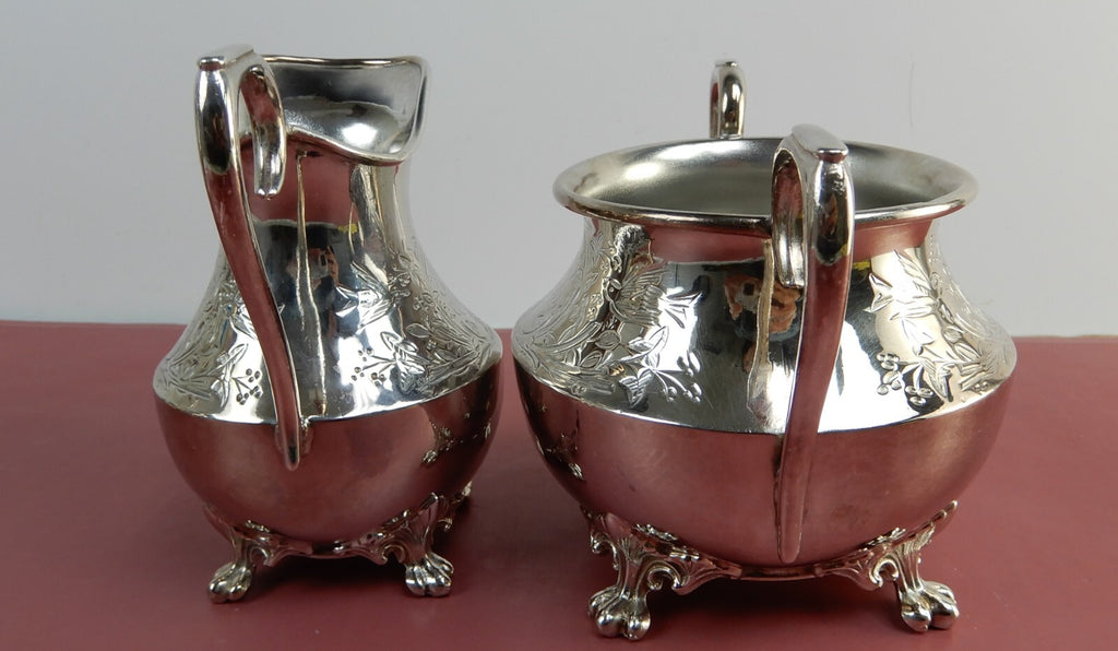 Vintage Atkinson Bros Silver-Plated Creamer and Sugar Bowl