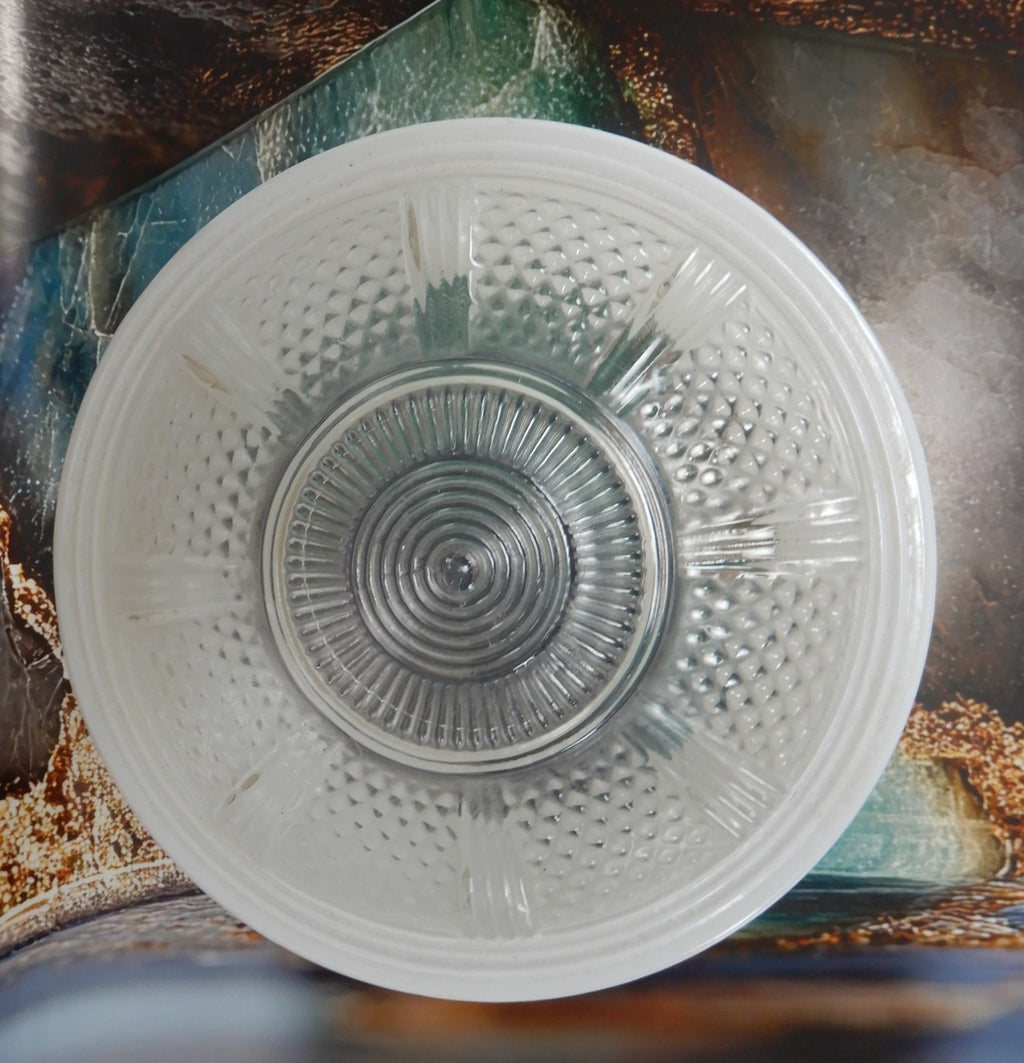 Vintage Ceiling Pending Milk Glass and Clear Glass Bell Shape Lamp Shade