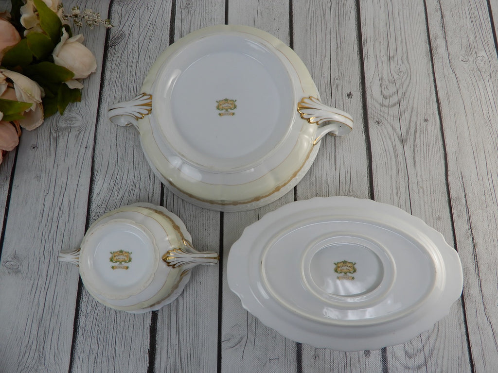 Vintage Noritake China "Schenley " Lidded Serving Bowl,Gravy Boat,Sugar Bowl