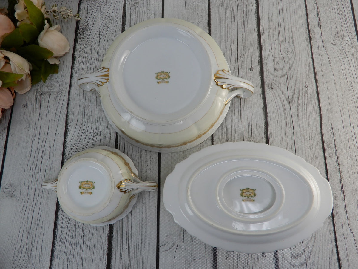Vintage Noritake China "Schenley " Lidded Serving Bowl,Gravy Boat,Sugar Bowl