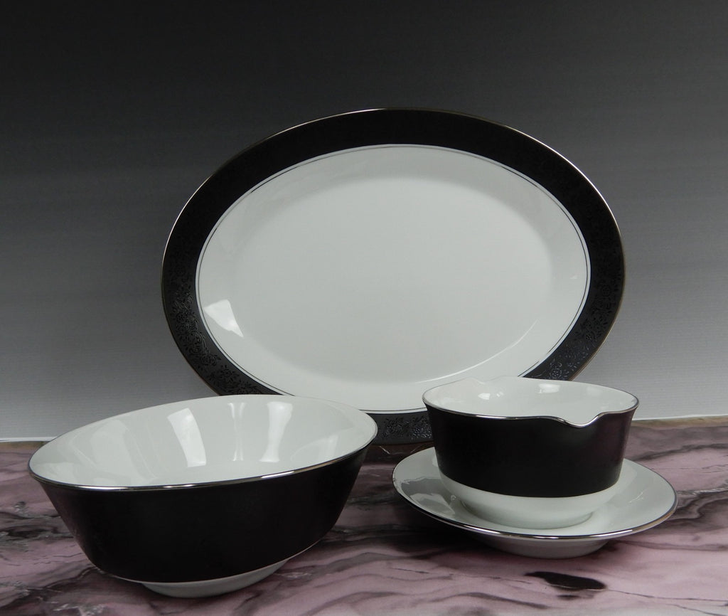 Vintage Set of Noritake "Mirano" 6878- 14" Platter, Oval Bowl,Gravy Boat