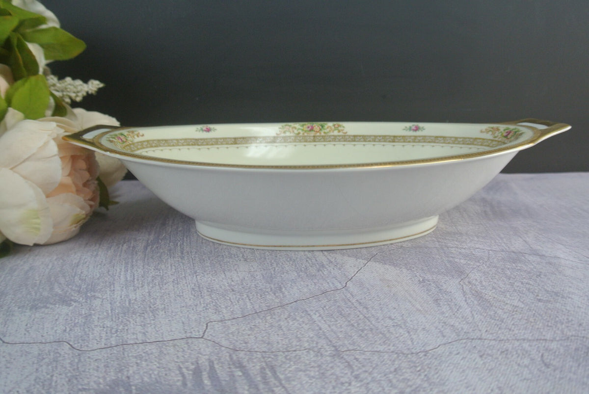 Vintage Hand Painted Meito China Oval Serving Dish with Handles