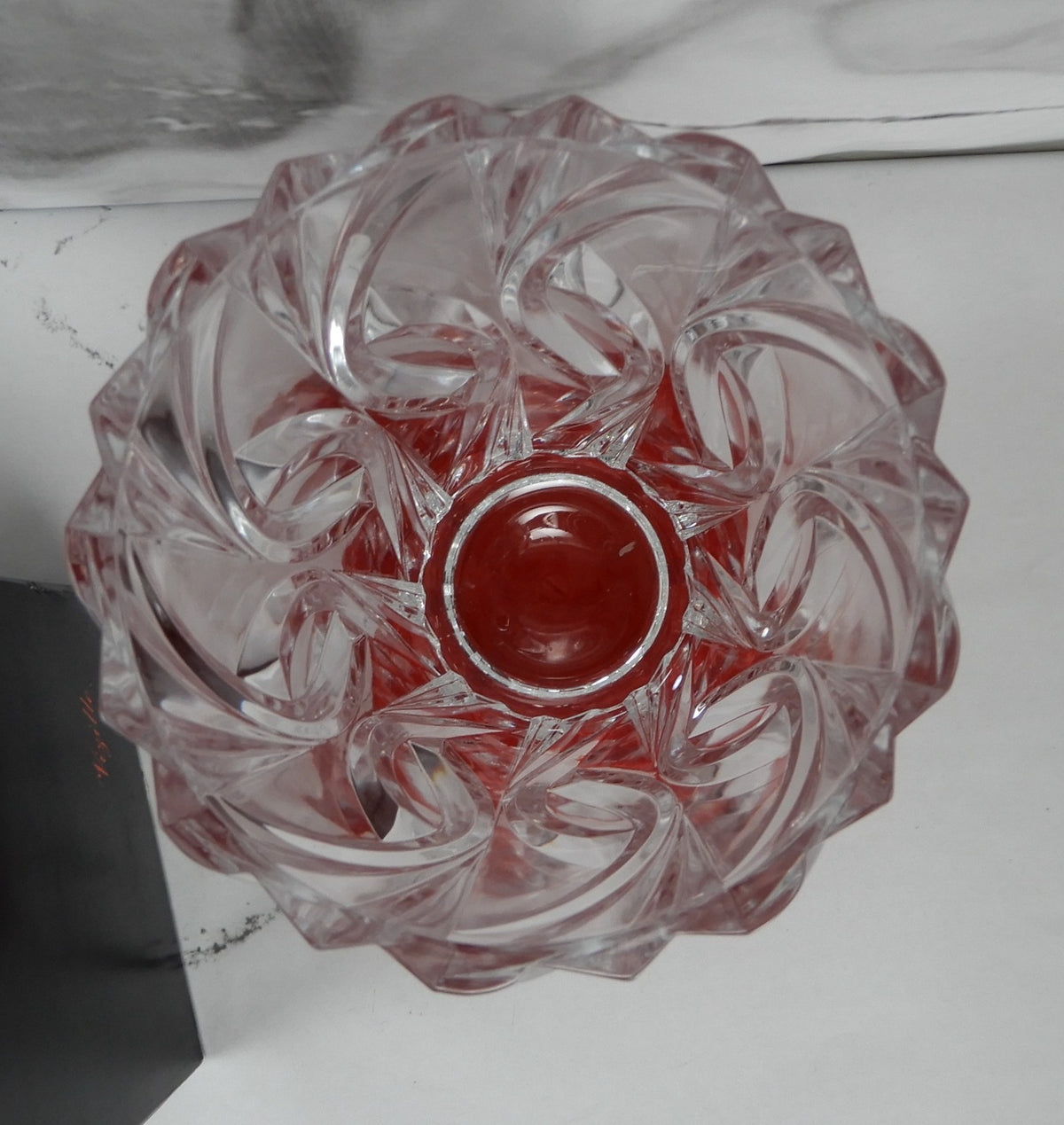 Cristal D'Arques Durand Vizille Leaded Crystal Vase 10" Tall Clear Angle Swirl