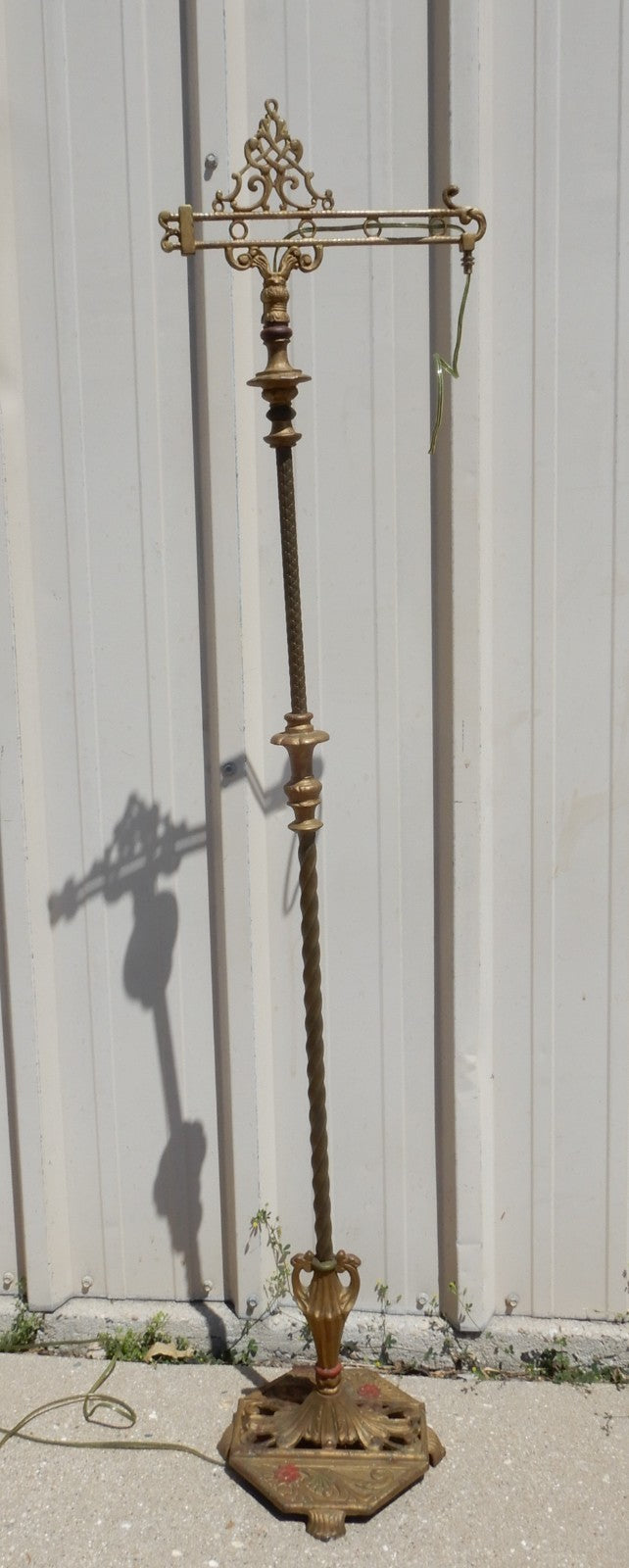 Antique Cast Iron Bridged Ornate Floor Lamp 61-1/4" Tall Needs Repair