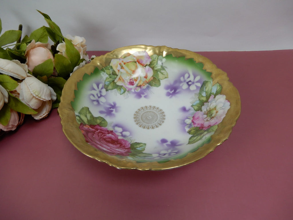 Leuchtenburg C.A.L &S Germany Porcelain with Roses Decorative 10-1/4" Bowl