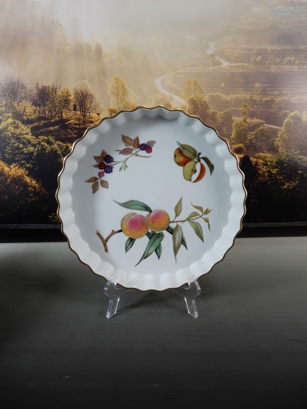 Evesham Royal Worcester Gold Rimmed 10-1/2" Tart Pan/Quiche Dish