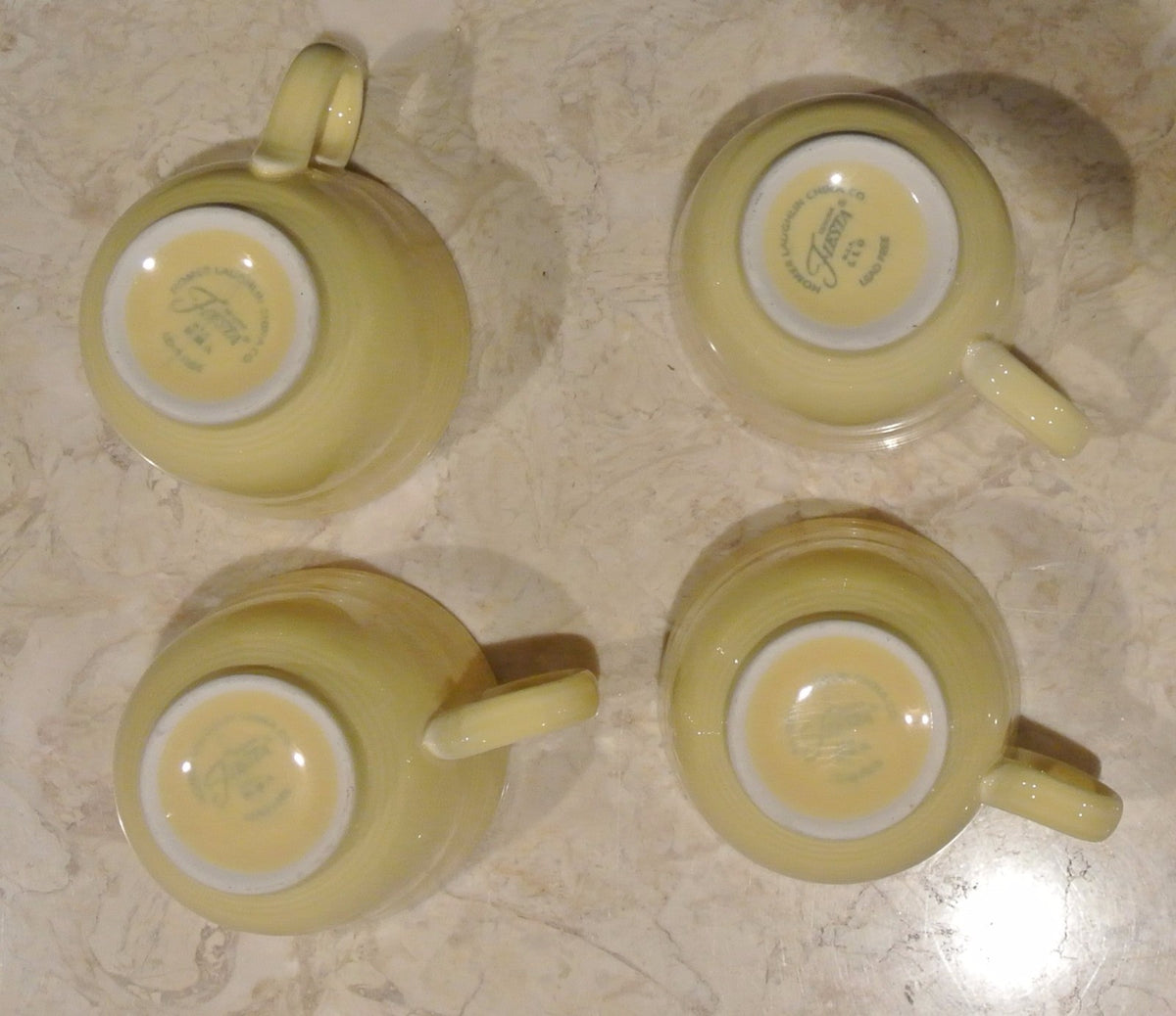 4 Yellow Fiesta Cups Homer Laughlin Fiestaware