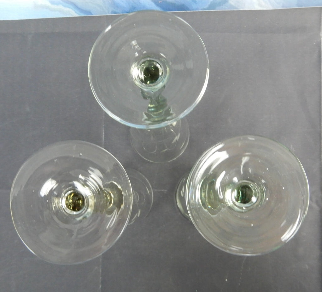 Set of 3 Hand Blown and Etched Glass - Champagne Flute Glasses