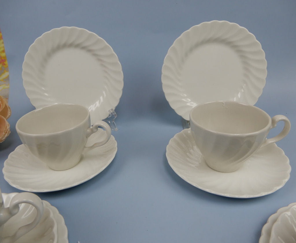 Vintage Set of 4 Johnson Bros 1K2 Regency White Cup,Saucer,Dessert Plate