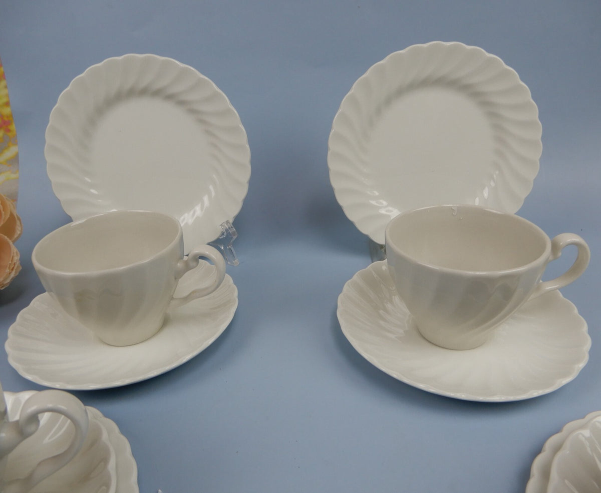 Vintage Set of 4 Johnson Bros 1K2 Regency White Cup,Saucer,Dessert Plate