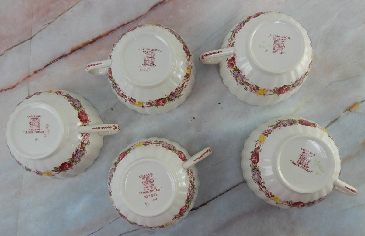 Vintage Copeland Spode "Rose Briar" Set of 5 Cup and Saucers Made In England
