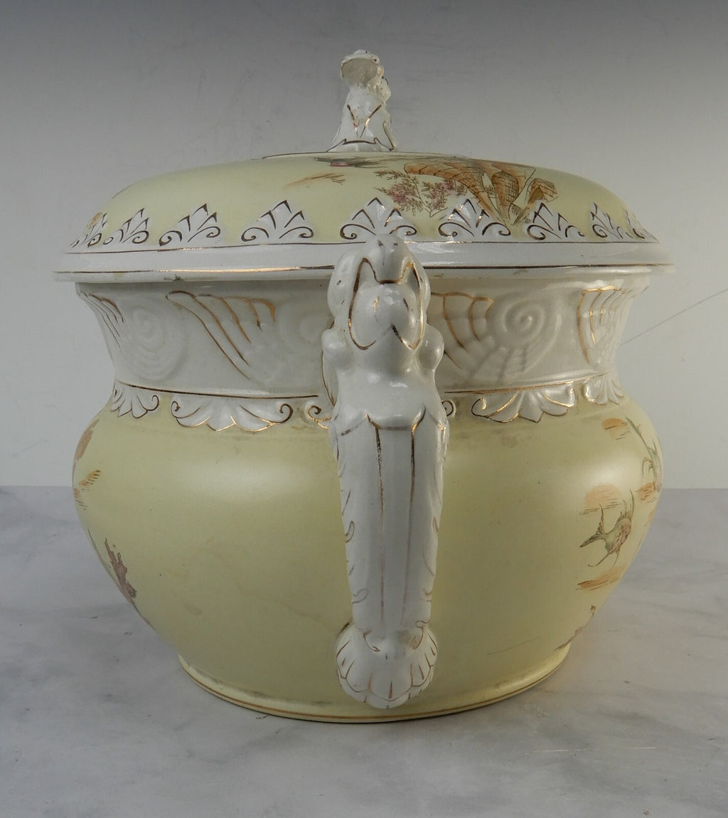 Antique Alba China Bona Fama Melior Ironstone Pottery Chamber Pot