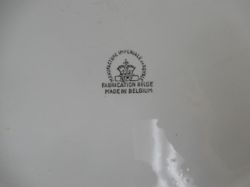 Antique Imperiale et Royale Nimy Belgian Blue and White Large Basin Bowl 14" D