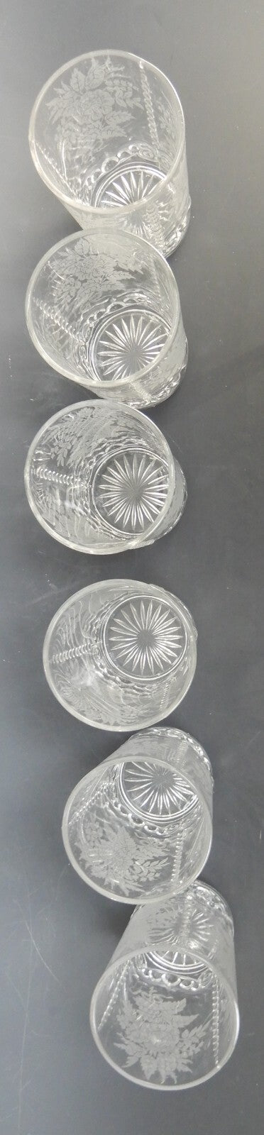 Set of 6 Vintage 8oz Acid Etch Clear Glass Hobnail Beverage Tumblers