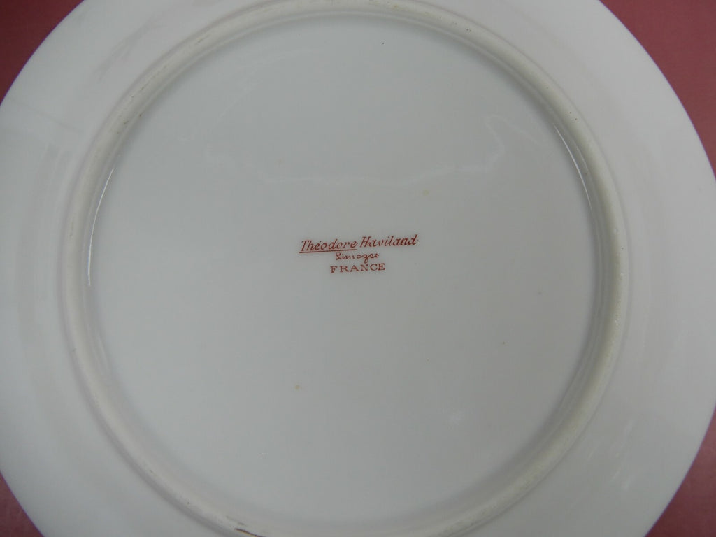 Theodore Haviland Limoges France Set of 4 Pink Roses B/B Plates w/ Gold Trim