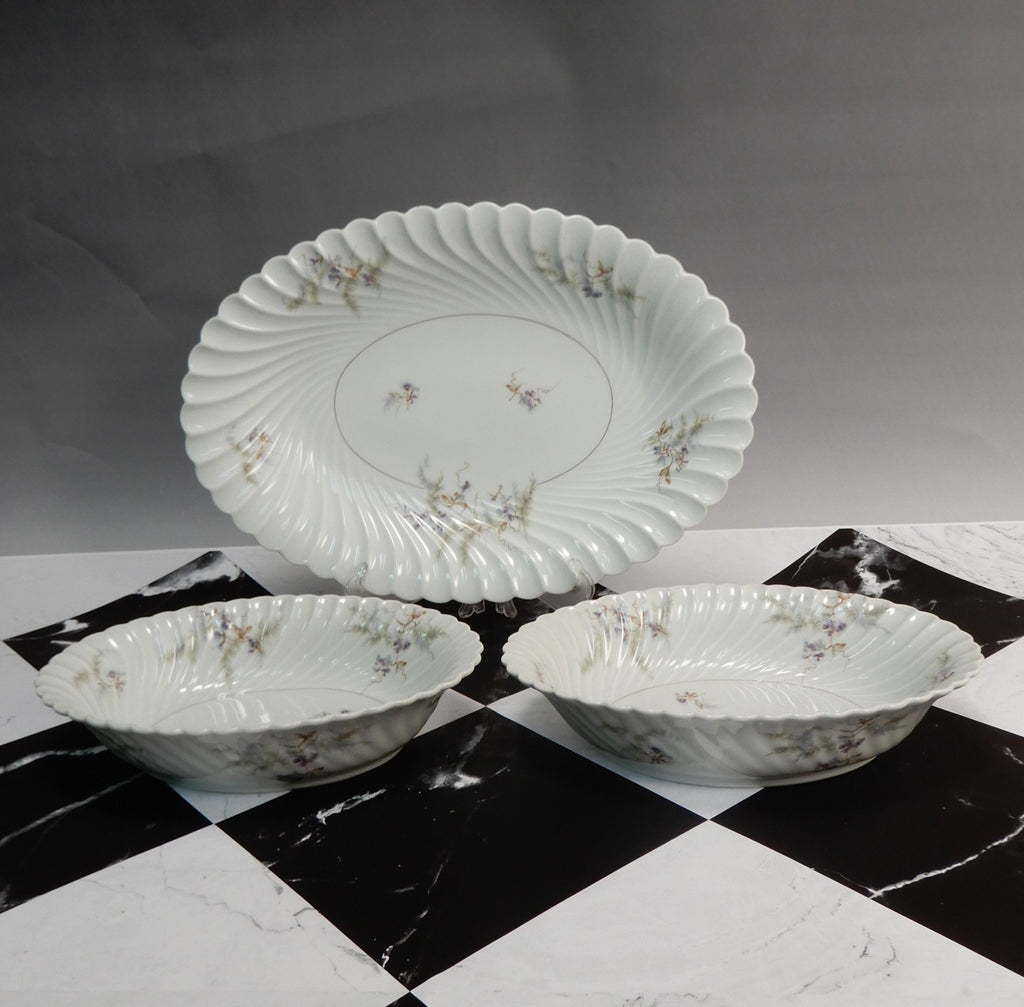 Vintage Haviland Limoges "Orsay" Made in France 15-3/4" Platter &Two Oval Bowls