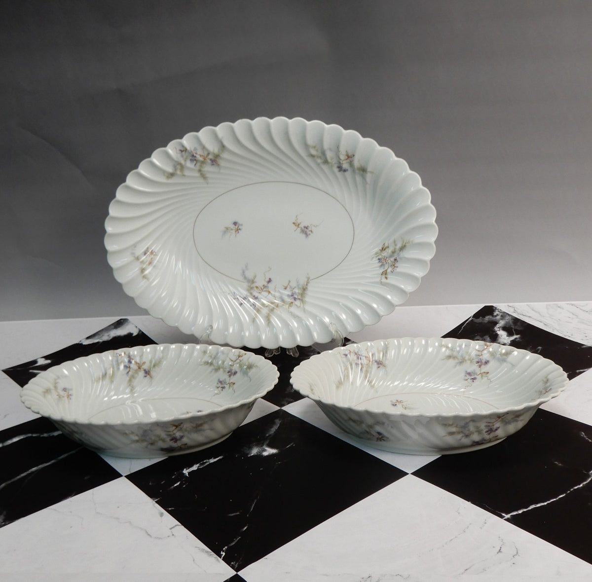Vintage Haviland Limoges "Orsay" Made in France 15-3/4" Platter &Two Oval Bowls