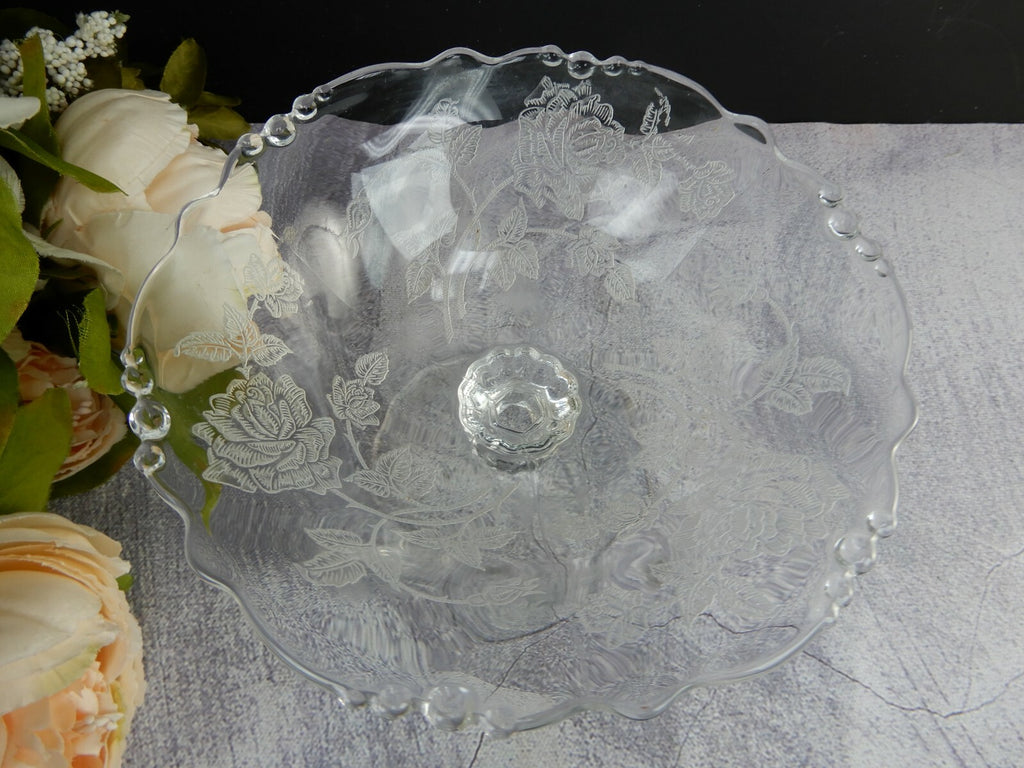 Vintage Waverly Heisey Rose Patten Compote Dish