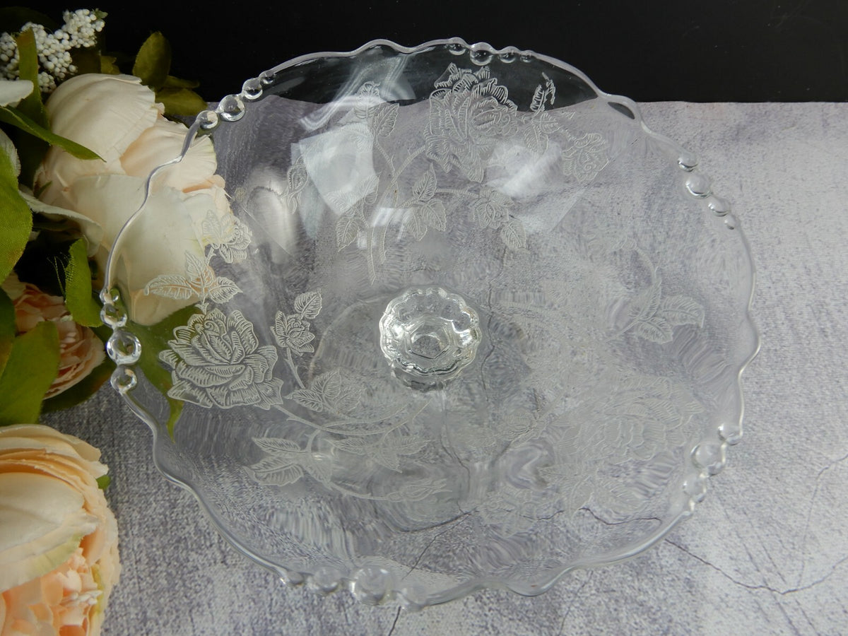 Vintage Waverly Heisey Rose Patten Compote Dish