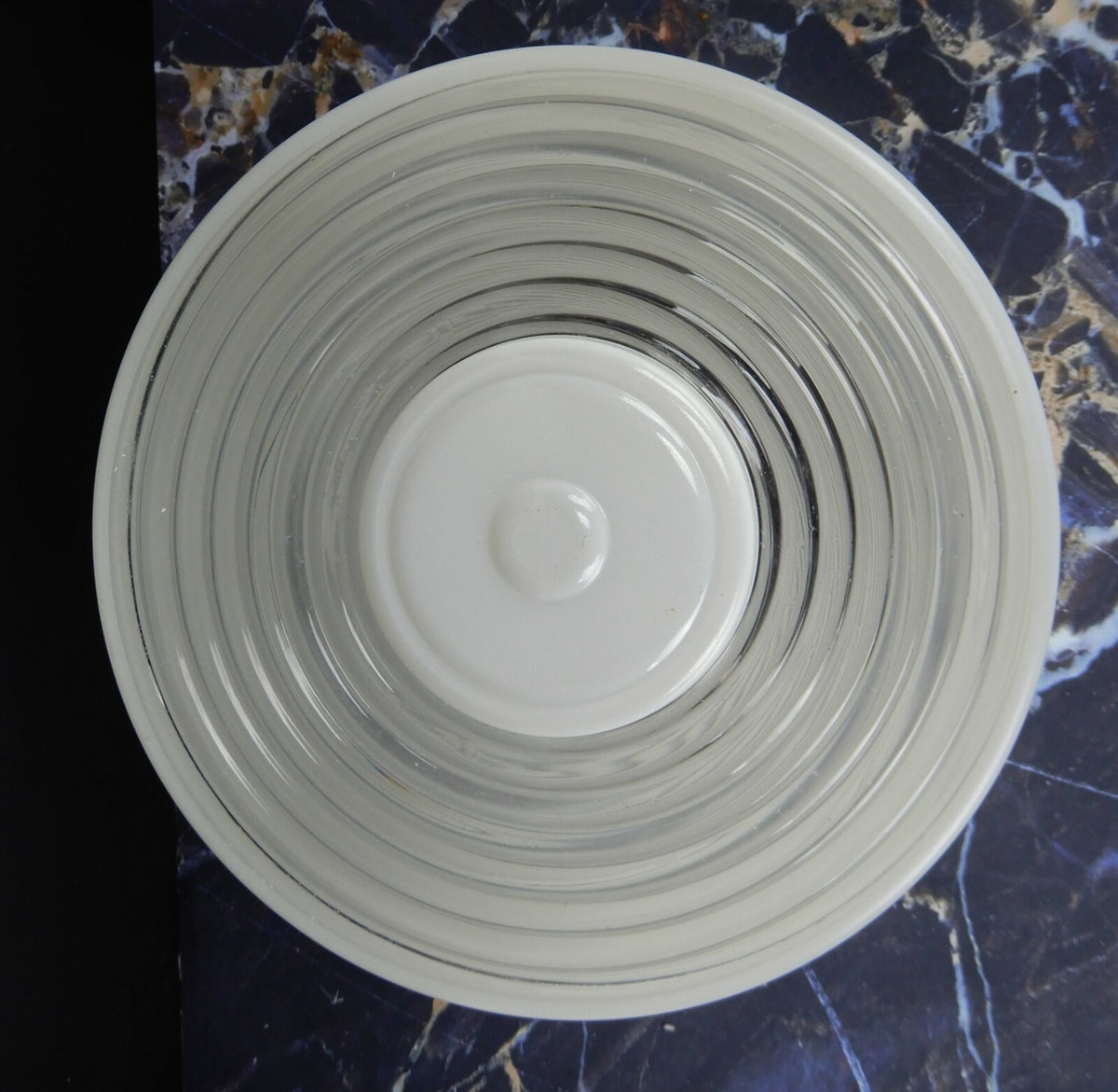 Vintage Tall Ceiling White & Clear Glass Shade 8" Diameter