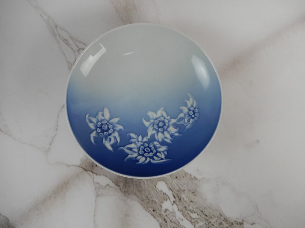1950s Bing And Grondahl Denmark Edelweiss Blue Floral Compote/bonbonnière Dish