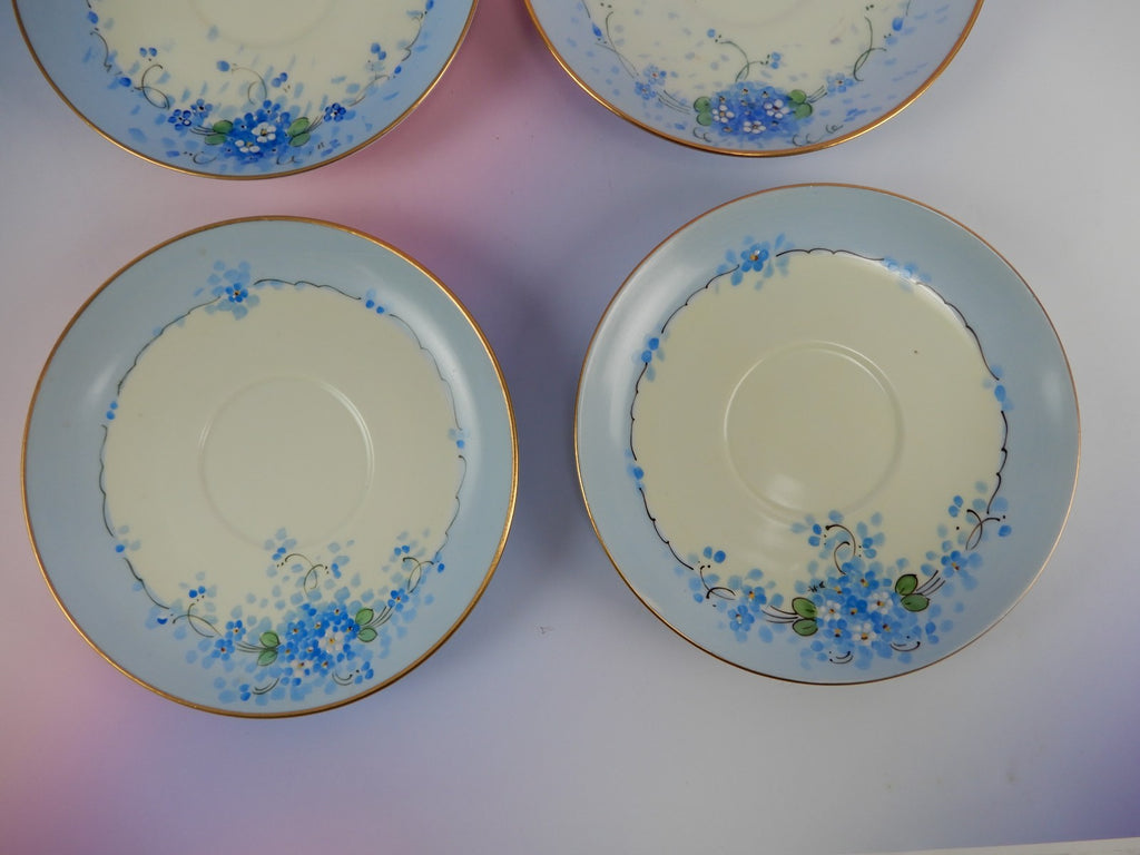 4 Pc. Paul Muller Selb Stouffer Hand Decorated Blue Forget Me Not~ Cups &Saucers