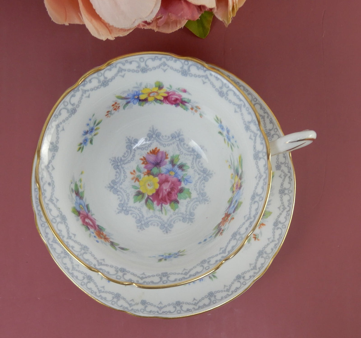 Vintage Shelley "Crochet " 13302 Pattern Tea Cup & Saucer